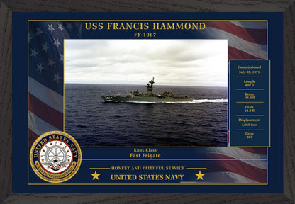 USS Francis Hammond FF-1067 Framed Patriotic Photo