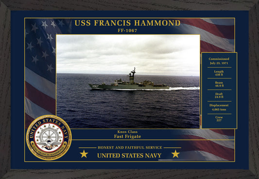 USS Francis Hammond FF-1067 Framed Patriotic Photo