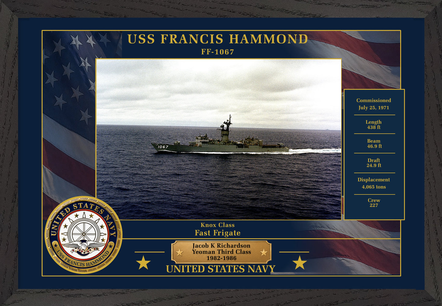 USS Francis Hammond FF-1067 Framed Patriotic Photo