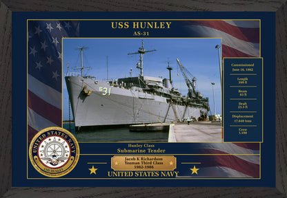 USS Hunley AS-31 Framed Patriotic Photo