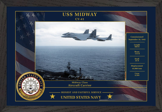 USS Midway CV-41 Framed Patriotic Photo