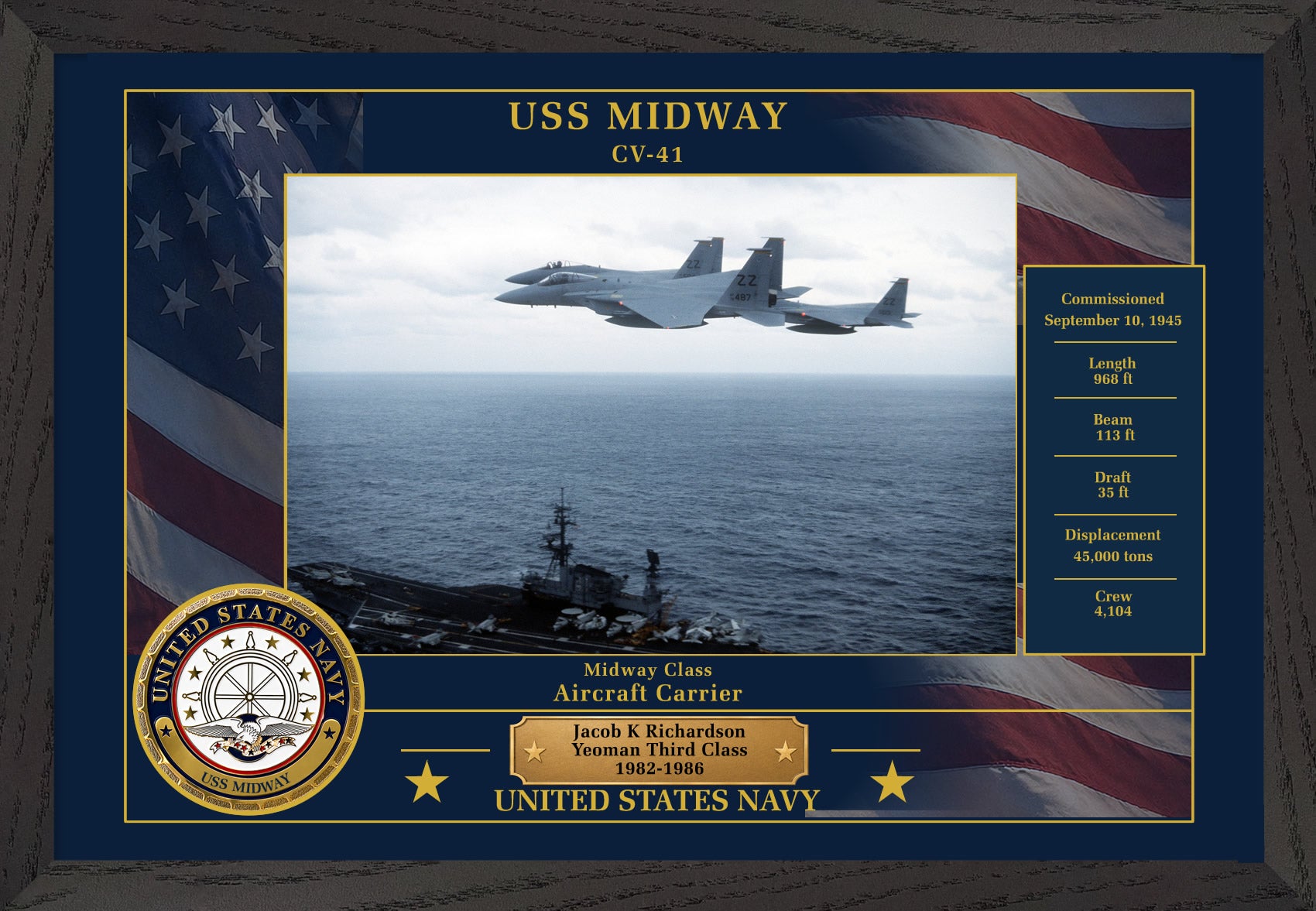 USS Midway CV-41 Framed Patriotic Photo