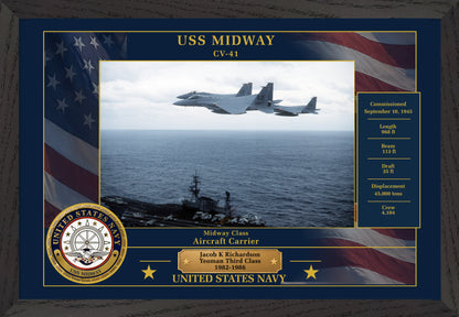 USS Midway CV-41 Framed Patriotic Photo