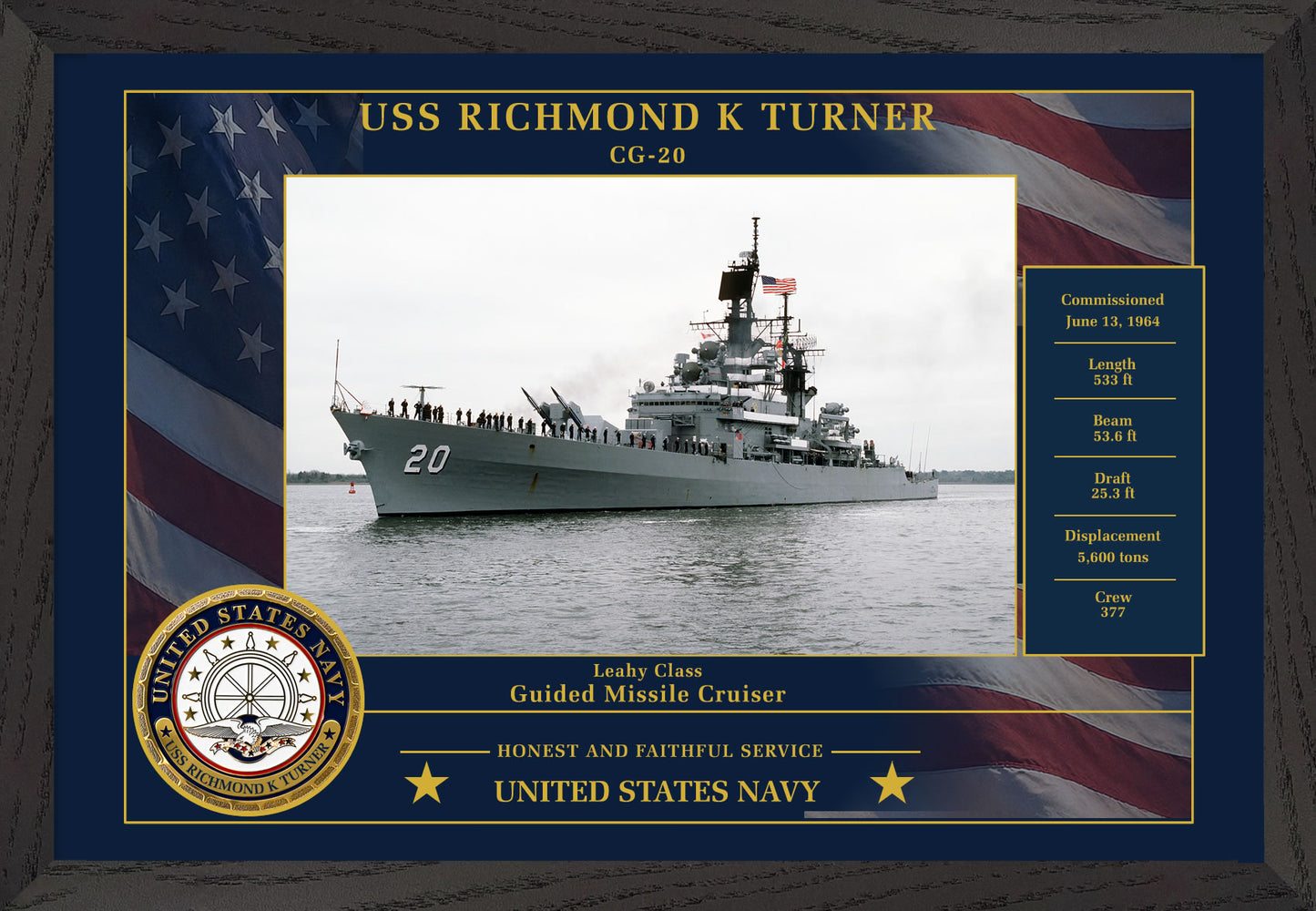 USS Richmond K Turner CG-20 Framed Patriotic Photo
