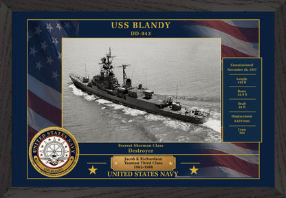 USS Blandy DD-943 Framed Patriotic Photo