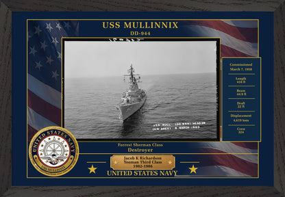 USS Mullinnix DD-944 Framed Patriotic Photo