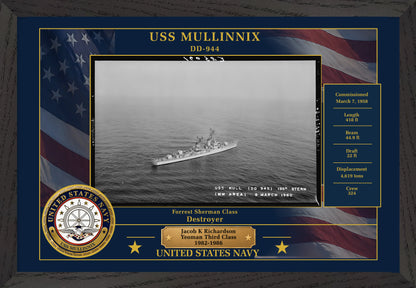USS Mullinnix DD-944 Framed Patriotic Photo