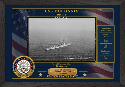 USS Mullinnix DD-944 Framed Patriotic Photo