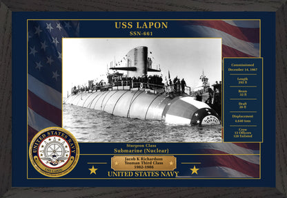 USS Lapon SSN-661 Framed Patriotic Photo