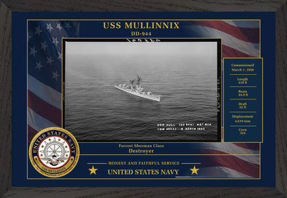USS Mullinnix DD-944 Framed Patriotic Photo