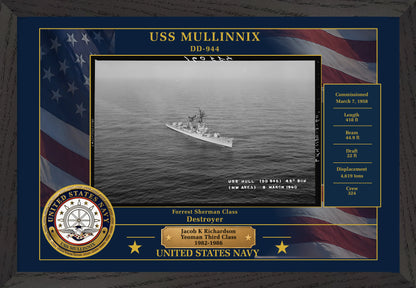 USS Mullinnix DD-944 Framed Patriotic Photo