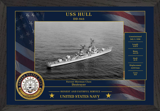 USS Hull DD-945 Framed Patriotic Photo