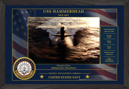 USS Hammerhead SSN-663 Framed Patriotic Photo