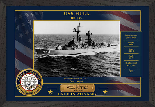 USS Hull DD-945 Framed Patriotic Photo
