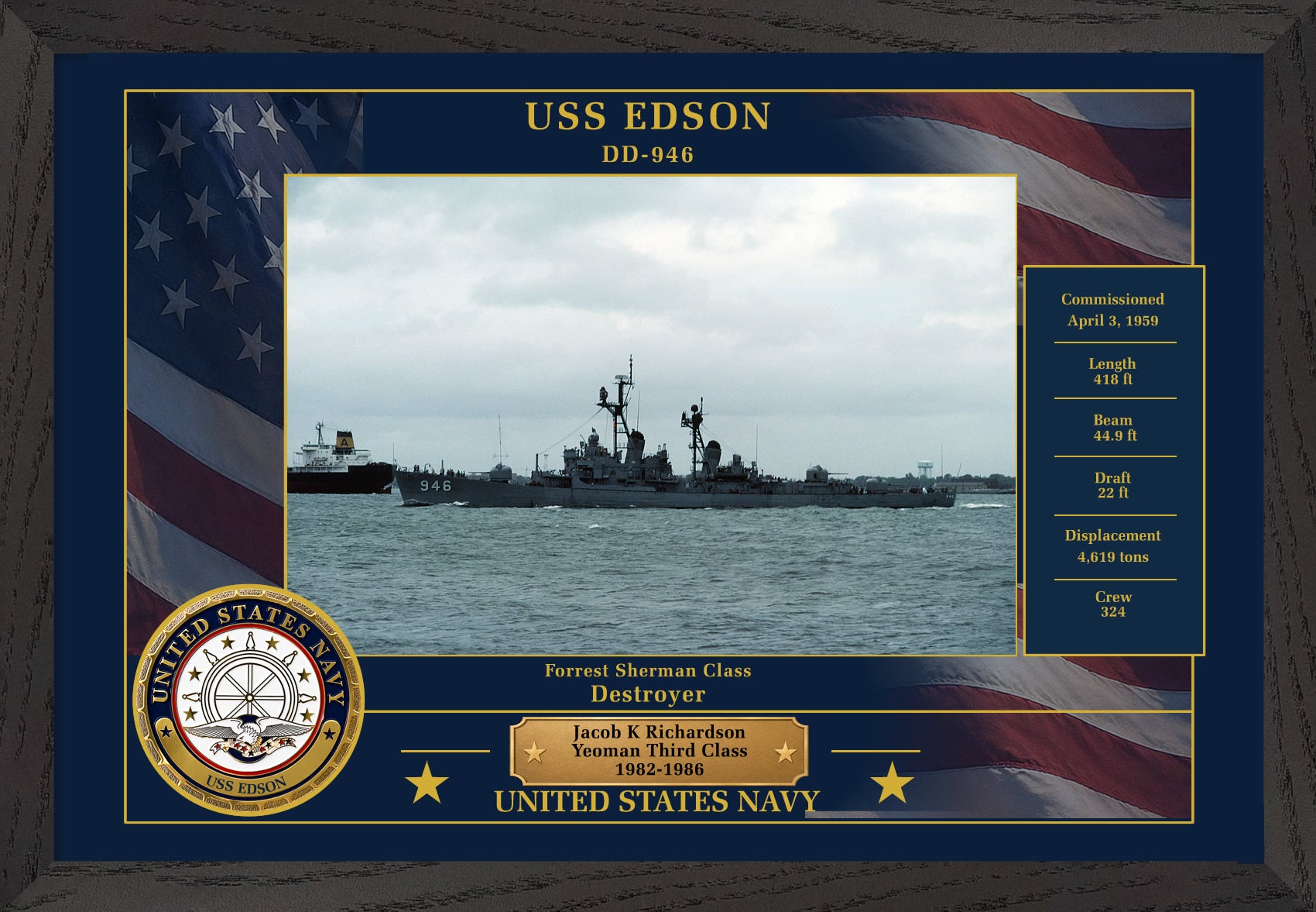 USS Edson DD-946 Framed Patriotic Photo