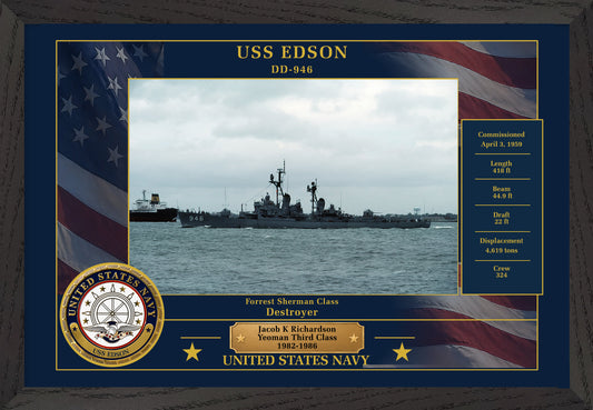 USS Edson DD-946 Framed Patriotic Photo