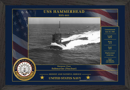 USS Hammerhead SSN-663 Framed Patriotic Photo