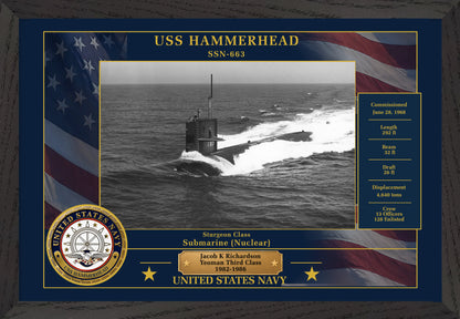 USS Hammerhead SSN-663 Framed Patriotic Photo