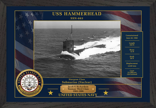 USS Hammerhead SSN-663 Framed Patriotic Photo