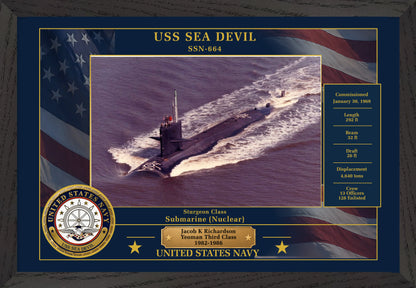USS Sea Devil SSN-664 Framed Patriotic Photo