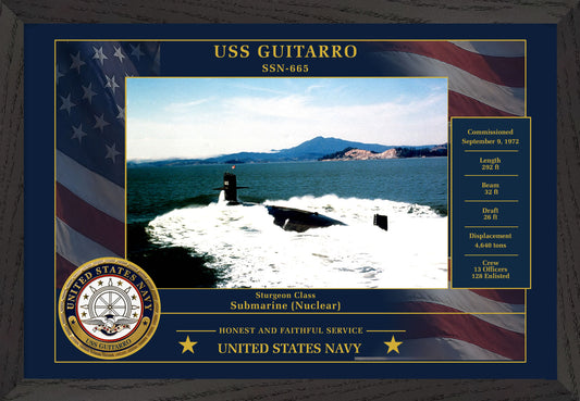 USS Guitarro SSN-665 Framed Patriotic Photo
