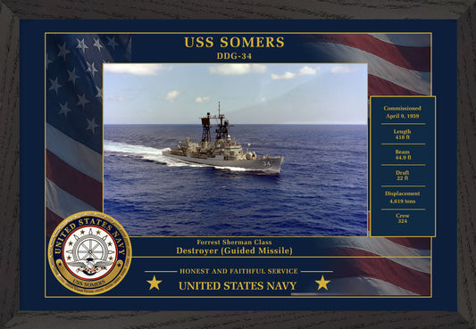 USS Somers DDG-34 Framed Patriotic Photo