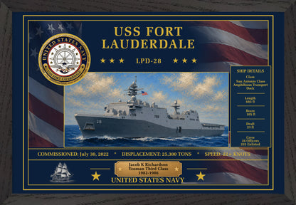 USS Fort Lauderdale LPD-28 Framed Patriotic Art