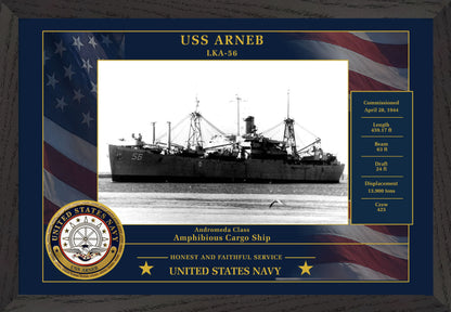 USS Arneb LKA-56 Framed Patriotic Photo