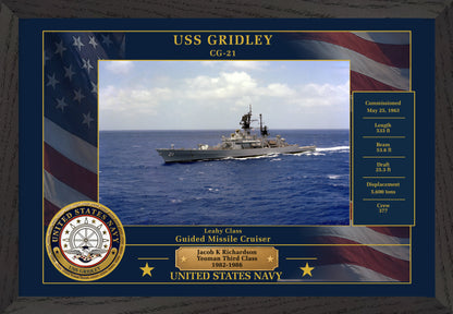 USS Gridley CG-21 Framed Patriotic Photo