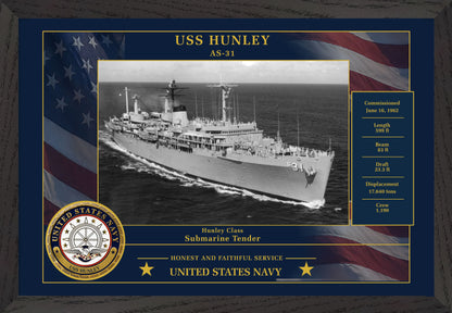 USS Hunley AS-31 Framed Patriotic Photo