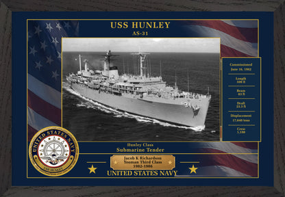 USS Hunley AS-31 Framed Patriotic Photo