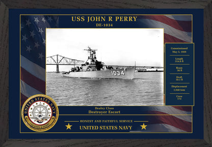 USS John R Perry DE-1034 Framed Patriotic Photo