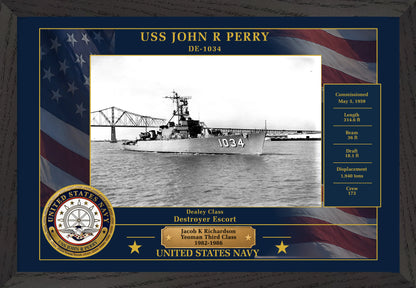 USS John R Perry DE-1034 Framed Patriotic Photo