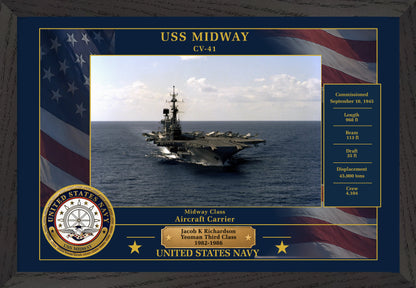 USS Midway CV-41 Framed Patriotic Photo