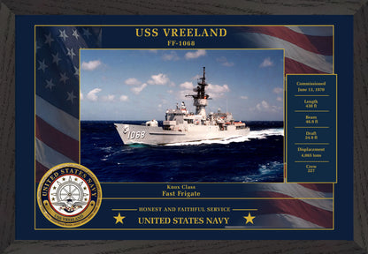 USS Vreeland FF-1068 Framed Patriotic Photo