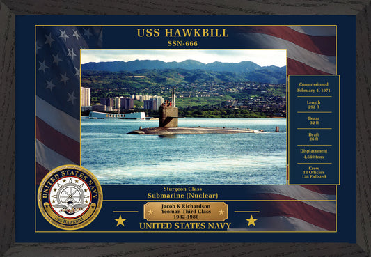 USS Hawkbill SSN-666 Framed Patriotic Photo