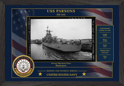 USS Parsons DD-949 Framed Patriotic Photo