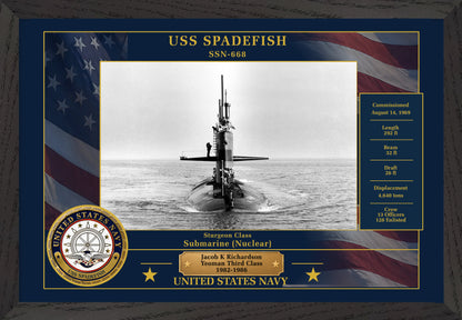 USS Spadefish SSN-668 Framed Patriotic Photo
