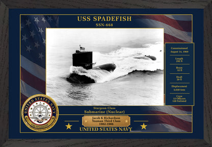 USS Spadefish SSN-668 Framed Patriotic Photo