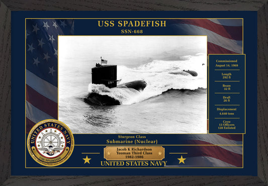 USS Spadefish SSN-668 Framed Patriotic Photo