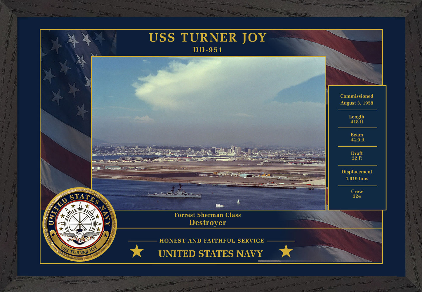 USS Turner Joy DD-951 Framed Patriotic Photo