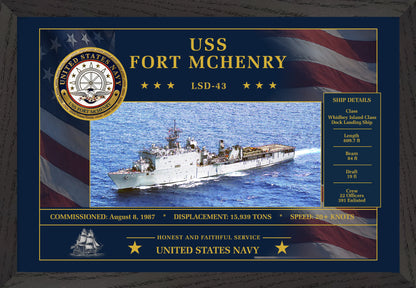 USS Fort Mchenry LSD-43 Framed Patriotic Art