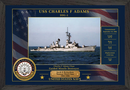USS Charles F Adams DDG-2 Framed Patriotic Photo