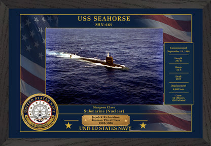 USS Seahorse SSN-669 Framed Patriotic Photo
