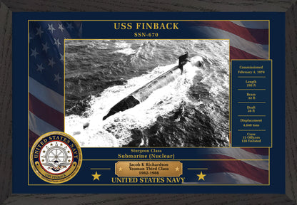 USS Finback SSN-670 Framed Patriotic Photo