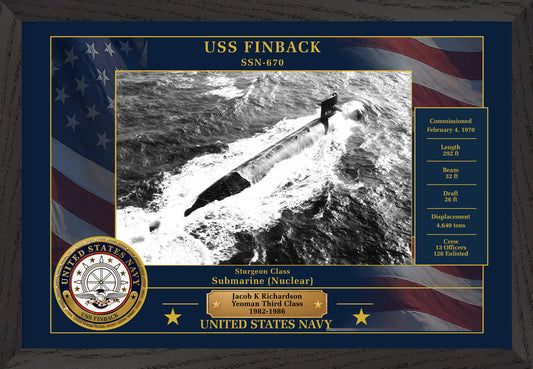 USS Finback SSN-670 Framed Patriotic Photo