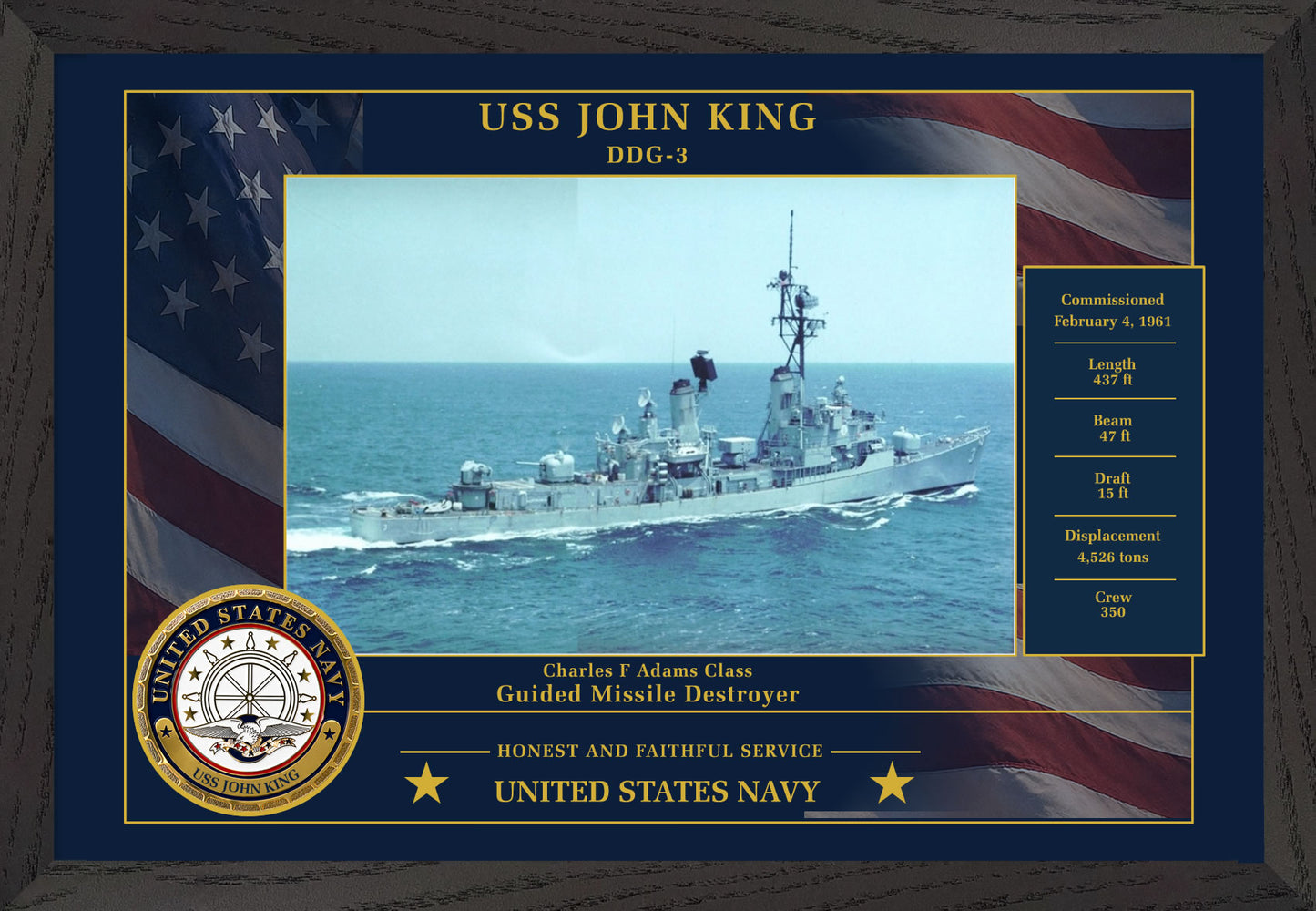 USS John King DDG-3 Framed Patriotic Photo
