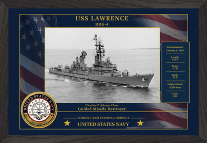 USS Lawrence DDG-4 Framed Patriotic Photo