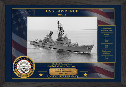 USS Lawrence DDG-4 Framed Patriotic Photo