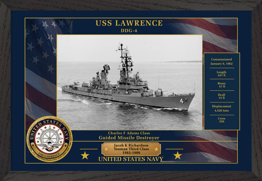 USS Lawrence DDG-4 Framed Patriotic Photo
